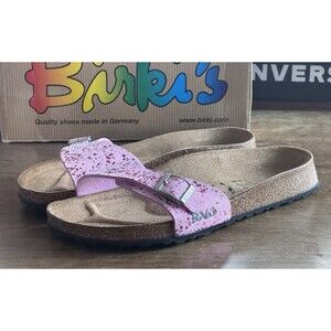 Birkis Birkenstock Menorca Sandals Pink Glitter Hologram Womens 11 Mens 9 NIB 42
